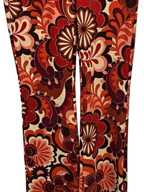 Flirtatious Floral 70s Yoga Leggings S Multicolor Stretch Elastic Waist